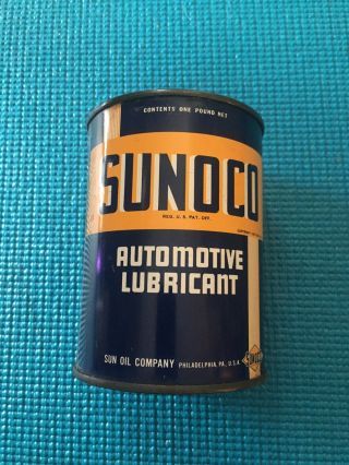 Vintage Sunoco Advertising Automotive Lubricant Tin Oil Can One Pound Net