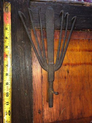 Antique Eel Gig Hand Forged Iron Fishing Spear 6 Barbs Gigging Frog,  Flounder