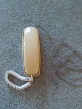 Vintage Slim Line At&t Phone Cream Colored With White Cord Wall Mount/table Top