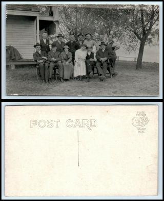 Rppc Photo Postcard - Large Group Of Men & Women Outside C26