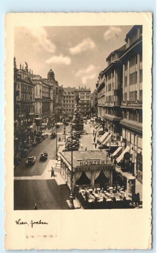1930s Wien Vienna Austria Konzert Graben Kaffee Street View Vintage Postcard C80