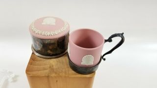 Wedgwood Jasperware Pink W/ White Shell Box & Cup