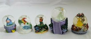 Disney Mini Water Globes Princess Belle Lilo & Stitch Tigger Eeyore Cindarella