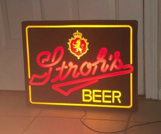Strohs Beer Light Up Bar Sign 6 Foot Cord W/ Toggle Switch