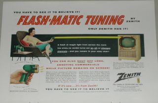 1955 Zenith Flash - Matic Advertisement,  Zenith Flash - Matic Tuning Tv