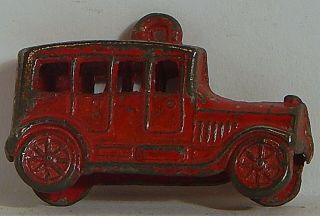 Vint 1920 Cracker Jack Model T Touring Car Metal Red Japanning Charm