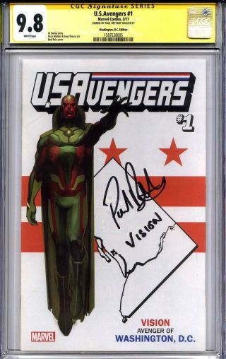 U.  S.  Avengers 1 Cgc 9.  8 Ss Paul Bettany (washington D.  C.  Variant)