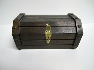 Vintage Pirates Treasure Chest Wood Jewelry Trinket Box Mid Century Japan