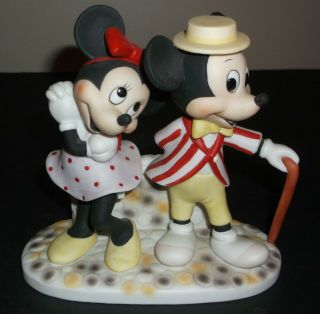 Vintage Walt Disney Mickey & Minnie Barbershop Quartet Porcelain Figurine - Euc