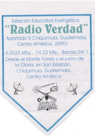 Vintage Qsl Pennant Radio Verdad Guatemala Wimpel Fanion Banderin