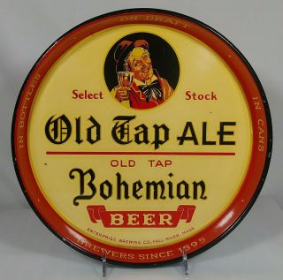 Old Tap Ale Bohemian Beer Tin Serving Tray Enterprise Brewing Co.  Fall River Ma