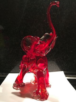 Rare Vintage Large Murano Red Elephant Sommerso Art Glass 32cm High 1970s?
