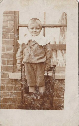Old Photo Children Boy Fashion Stood Chair Middlesborough 1900s Sb1