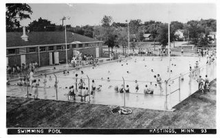 Vintage Rppc Swimming Pool Hastings Minnesota Real Photo Postcard