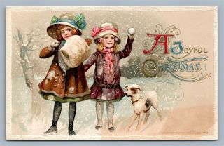 Christmas Greetings Antique 1912 Embossed Postcard By John Winsch