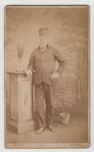 Carte De Visite (cdv) - Standing Victorian Man In Hat/cap,  By J Mack Of Belfast
