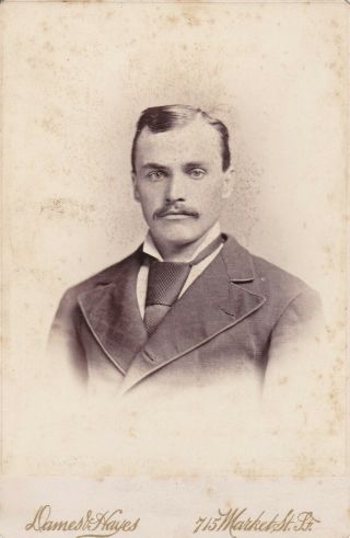 Cabinet Card Great Ad S.  F.  Ca 1877,  Gentleman Mustache,  Stiff White Collar,