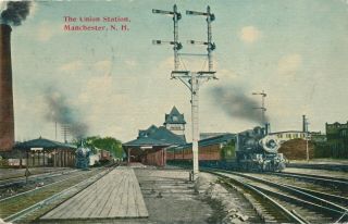 Manchester Nh – The Union Railroad Station - 1915