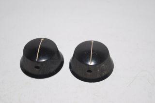 Vintage Set Of 2 Dark Brown Plastic Radio Knobs 1 1/2 " Diameter (m)