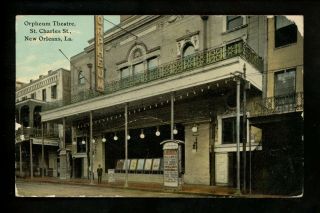 Theater Postcard Orleans La Orpheum Theater St.  Charles Street 1912