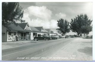 Rppc Real Photo Postcard Stores At St Petersburg Johns Pass Florida 1940 - 1950 