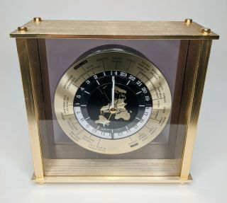 Vintage Seiko Quartz Desk Mantle World Time Zone Clock W Airplane Second Hand