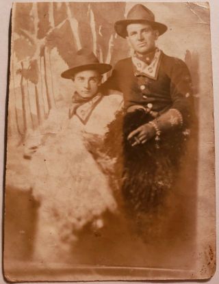 1912 Halloween Rppc Postcard 2 Men In Costume As Cowboys Gay Interest