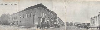 Vintage Postcard Large Fold Out Panoramic Spencer Indiana Square Street Scene In