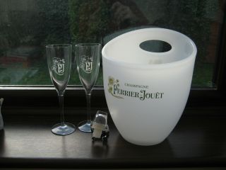 Perrier Jouet Belle Epoque Champagne Ice Bucket,  2 Glasses,  Stopper
