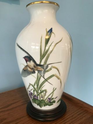 Franklin Porcelain The Meadowland Bird Vase limited edition 1980 2
