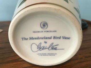 Franklin Porcelain The Meadowland Bird Vase limited edition 1980 3