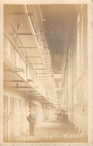 Rppc Real Photo Postcard Interior Cell House Iowa State Penitentiary Ft Madison