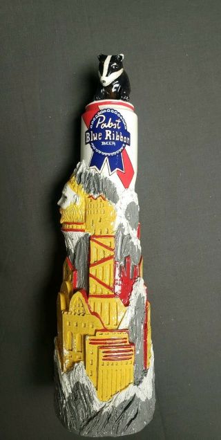 Pabst Blue Ribbon Pbr Beer Tap Handle Art Series Badger.  Collector 