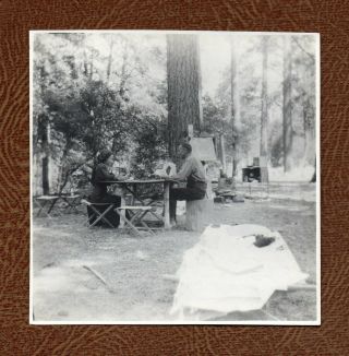 Camping & Playing Cards In The Santa Cruz,  Ca Mts.  Redwoods C.  1910 