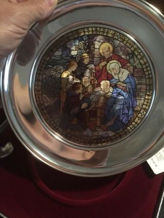 The Adoration Stained Glass Plate,  U.  S.  Historical Society,  Jefferson Pewter