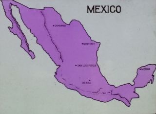 Relief Map Of Mexico,  Magic Lantern Glass Slide