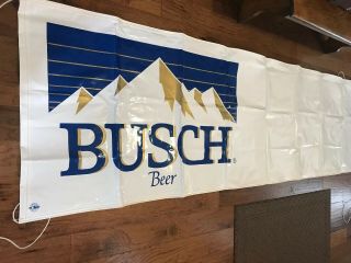 Vintage Busch Beer Head For The Mountains Vinyl Blank Banner Sign Rope Tie Off