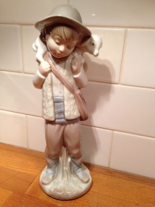 Zaphir Boy With Lamb Porcelain Figurine From Spain Like Lladro And Nao 9.  75 "