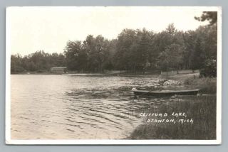 Clifford Lake Stanton Michigan Rppc Vintage Photo Postcard Montcalm County Mi