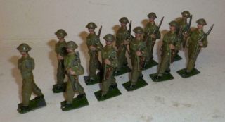 Eleven Britains Vintage Lead Marching British Infantry Soldiers