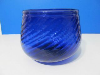 Vintage Hand Blown Blenko Spiral Optic Cobalt Blue Large Art Glass Bowl