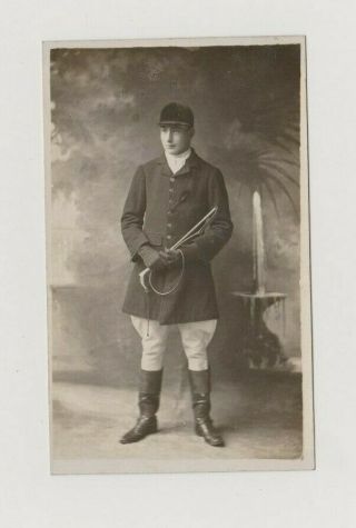 Vintage Photo Man Riding Crop Boots Hunting Whip Hat Fashion Fd279