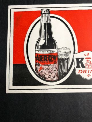 Kamm Schellinger Arrow Prohibition Beer Paper Sign Mishawaka Indiana 3