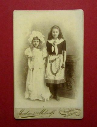 Victorian Cdv / Cabinet Photo - Two Young Girls - Jordan & Metcalfe,  St Helens