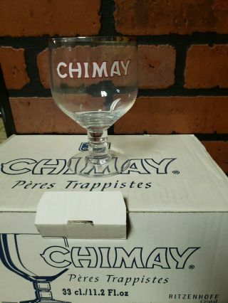 Chimay Chalice Beer Glass Silver Rim Stemmed.  Set Of 6.  Taking Offers