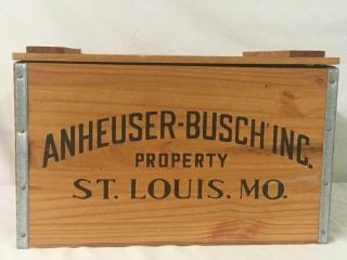 Anheuser Busch Budweiser Beer Wood Box Crate Case W/lid Advertisement