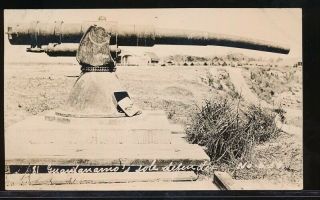 Guantanamo Bay,  Cuba 1920 Real Photo Postcard Old Cannon Monument On Base Rppc