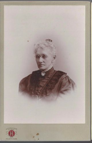 Cabinet Card Of An Elderly Women With Cameo By Hagendorff Milwaukee Wi