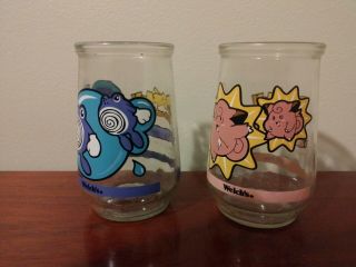 1999 POKEMON Welch ' s Jelly Jar Juice Glass 8 Clefairy & 6 Poliwhirl - Great 2