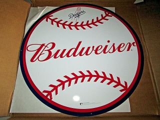 Budweiser La Dodgers Bud Baseball Beer Metal Tin Tacker Bar Sign Bottle Cap